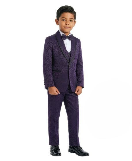 Tazio Boy's Outlet 3 Piece Slim Fit Tuxedo - Paisley Design