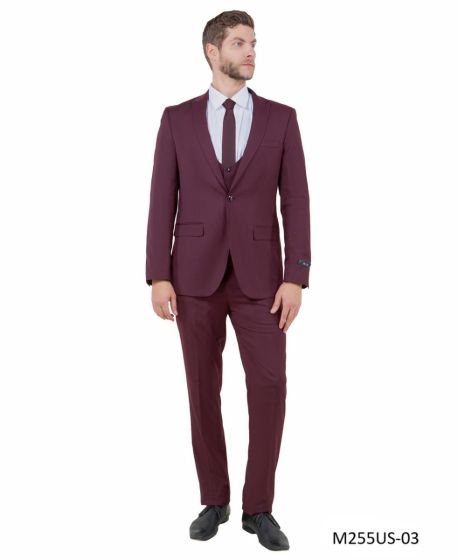 Tazio Men's 3 Piece Ultra Slim Fit Executive Suit - Big and Tall Sizes