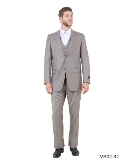 CCO Men's 3 Piece Solid Executive Outlet Suit - Flat Front Pants