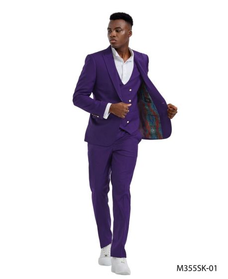 CCO Men's Outlet 3 Piece Skinny Fit Suit - Bold Colors