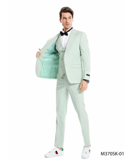 Tazio Men's 3 Piece Skinny Fit Suit - Lighter Tones