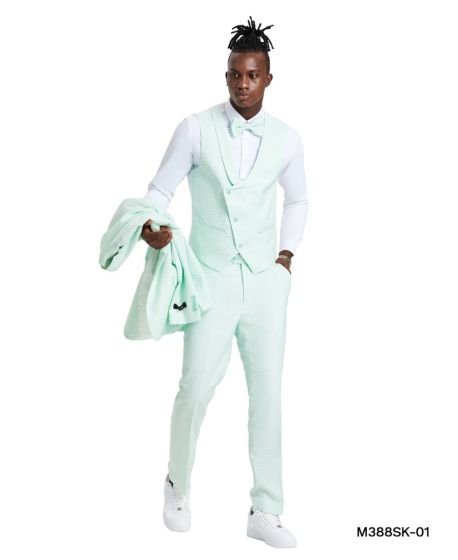 CCO Men's Outlet 3 Piece Skinny Fit Suit - Polka Dot