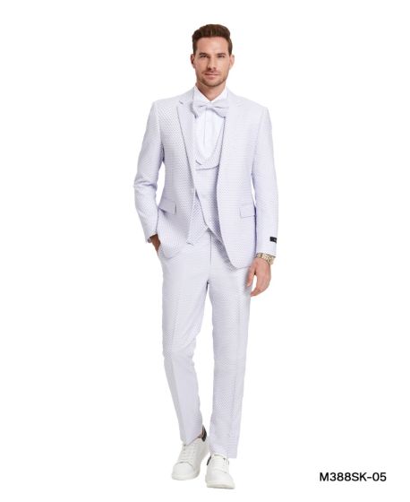 Tazio Men's 3 Piece Skinny Fit Suit - Polka Dot