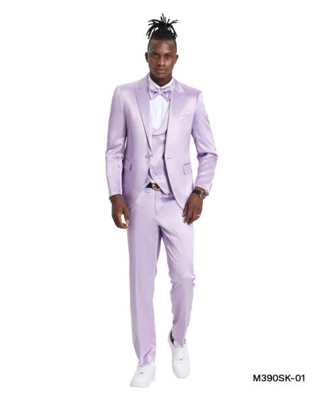 CCO Men's Outlet 3 Piece Skinny Fit Suit - Sharkskin