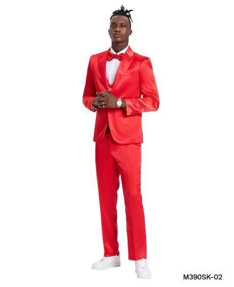 CCO Men's Outlet 3 Piece Skinny Fit Suit - Sharkskin