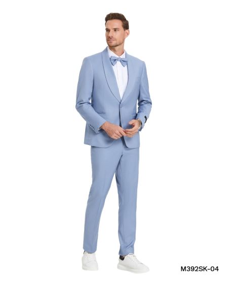 Tazio Men's White Tonal Fine Pinstripe 2 Button Suit main image 1
