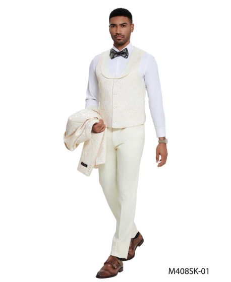 Men'S Tazio Light Grey ~ Gray With Blue Plaid Slim Fit Small Lapel Suit Skinny Suit