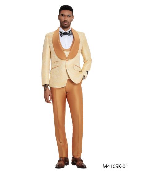 Gold Suit Slim Fit Suit for Men 
