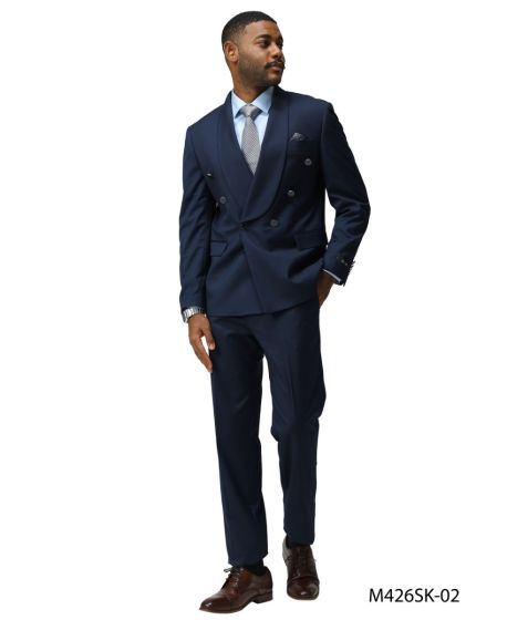 CCO Men's Outlet 2 Piece Skinny Fit Suit - Double Breasted