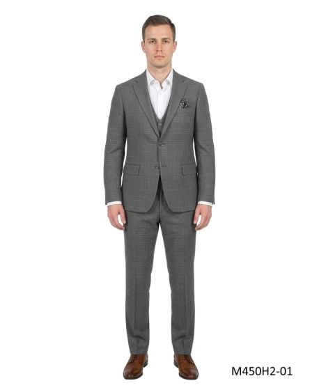 CCO Men's Outlet 3 Piece Hybrid Fit Suit - Classic Plaid