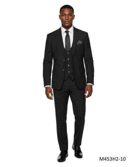 CCO Men's Outlet 3 Piece Hybrid Fit Suit - Checker Plaid
