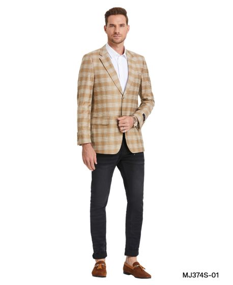 Tazio Men's Classic Fashion Sport Coat - Madras Pattern