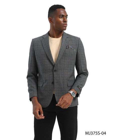 Mens Tazio Sport Coat - Blue & Tan Windowpane Plaid - Regular Fit 2Btn by Tazzio main image 0