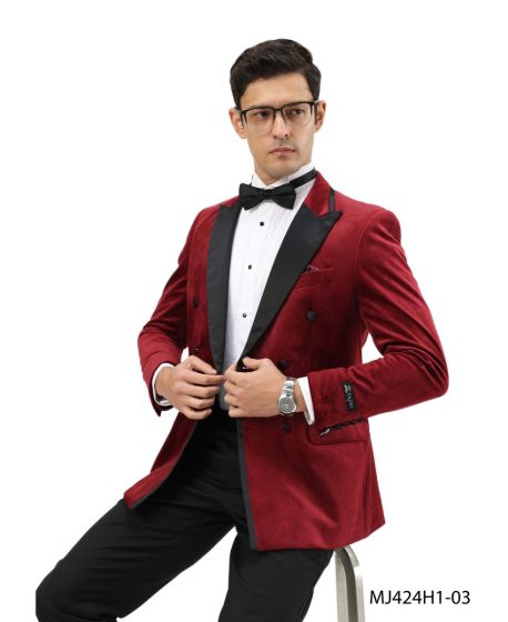 Tazio Men's Double Breasted Fashion Sport Coat - Fashion Velvet