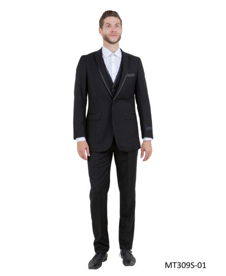 Bryan Michaels Men's 3pc Slim Fit Tuxedo - Satin Trim