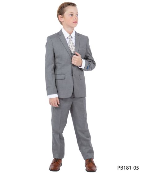 CCO Boy's Outlet 5 Piece Suit with Shirt & Tie - Sharkskin