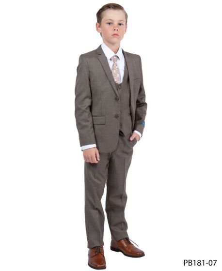 CCO Boy's Outlet 5 Piece Suit with Shirt & Tie - Sharkskin