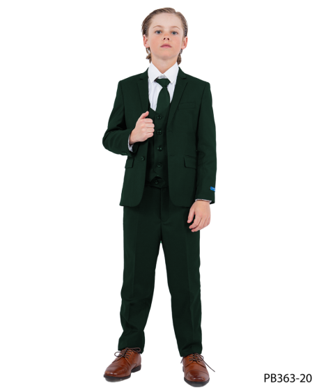 CCO Outlet Boy's 5 Piece Suit with Shirt & Tie - U Shaped Vest