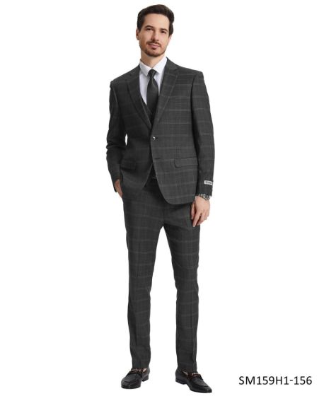 CCO Men's Outlet 3 Piece Hybrid Fit Suit - Bold Plaid