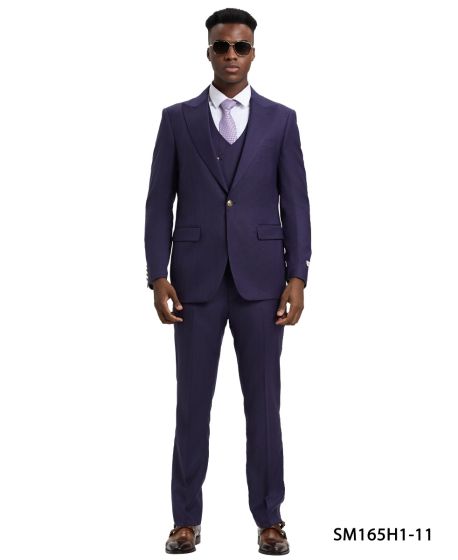 CCO Men's Outlet 3 Piece Windowpane Hybrid Suit - Double Breasted Vest
