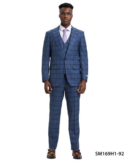 CCO Men's Outlet 3 Piece Hybrid Suit - Sharp Windowpane