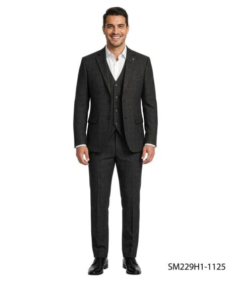 Black Suits 3 Piece Suits for Men Expandable Waistband