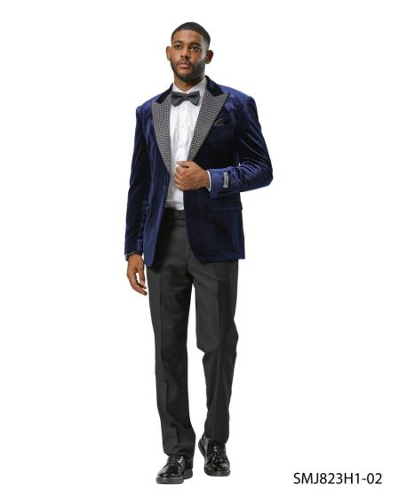 Stacy Adams Men's Outlet Hybrid Fit Sport Coat - Rhinestone Embedded Peak Lapel