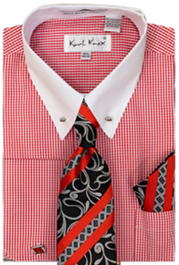 Karl Knox Men's French Cuff Shirt Set - Patterned Stripes
