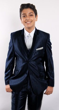 Tazio Boy's Outlet 5 Piece Suit Vested w/Shirt, Tie & Hanky - Two Tone Lapel