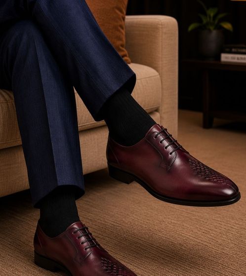 Burgundy Shoe Mens Derby Shoes