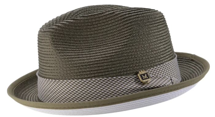 Montique Men's Fedora Style Straw Hat - Houndstooth