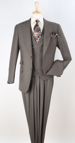 Apollo King Men's Outlet 3pc 100% Wool Suit - Zigzag Vest