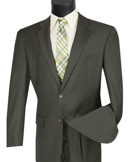 Vinci Men's 2 Piece Wool Feel Executive Suit - Stylish Solid