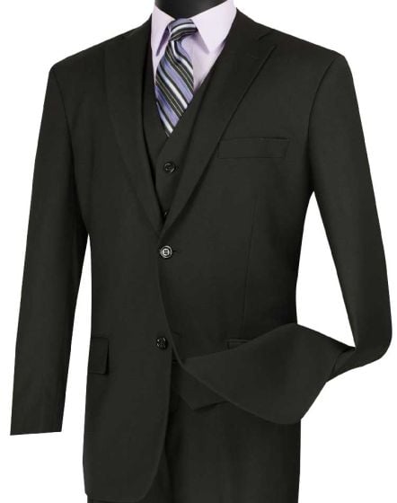 Vinci Men's 3 Piece Wool Feel Classic Suit - Big and Tall Sizes