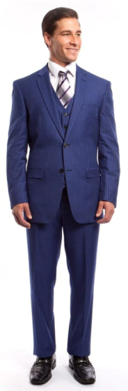 CCO Men's 3 Piece Executive Pinstripe Outlet Suit - 6 Button Vest