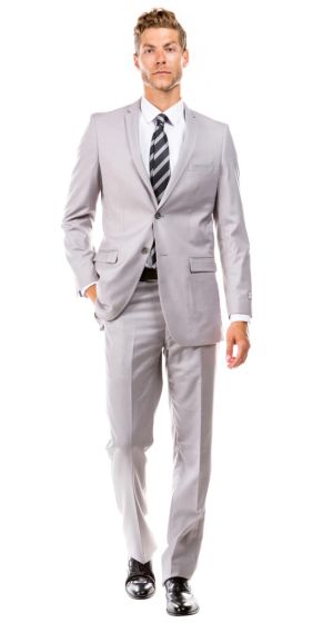 Tazio Men's 2 Piece Slim Fit Executive Suit - Side Vents