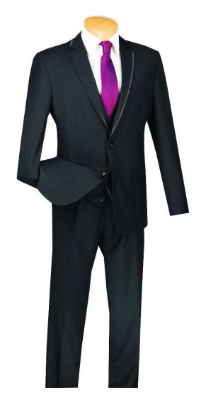 CCO Men's 3 Piece Slim Fit Outlet Suit - Lapel Accent