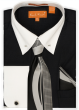 Karl Knox Men's French Cuff Shirt Set - White Collar
