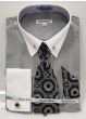 Black Mens Shirts Dress Shirts and Collar Pin and Cufflinks