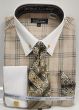 Avanti Uomo Men's French Cuff Collar Bar Dress Shirt Set - Layered Windowpane