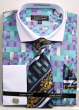 Avanti Uomo Men's Outlet French Cuff Dress Shirt Set - Geometric