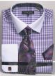 Avanti Uomo Men's French Cuff Shirt Set - Plaid Pattern