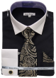 Daniel Ellissa Men's Outlet French Cuff Shirt Set - Geometric Jacquard Tie