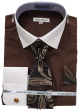 Daniel Ellissa Men's French Cuff Shirt Set - Geometric Jacquard Tie