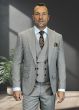 Statement Men's Outlet 3 Piece 100% Wool Modern Fit Suit - Wide Lapel Double Breasted Vest