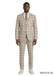Tan Suit Mens 3 Piece Suits Plaid Suit Flat Front Pants with Expandable Waistband