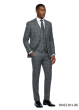 Grey Suit Mens 3 Piece Suits Plaid Suit Flat Front Pants with Expandable Waistband