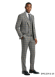 Grey Gold Plaid Suit for Men Fashion Suits Reversible Vest