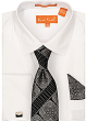 Karl Knox Men's French Cuff Shirt Set - Unique Stripe Tie