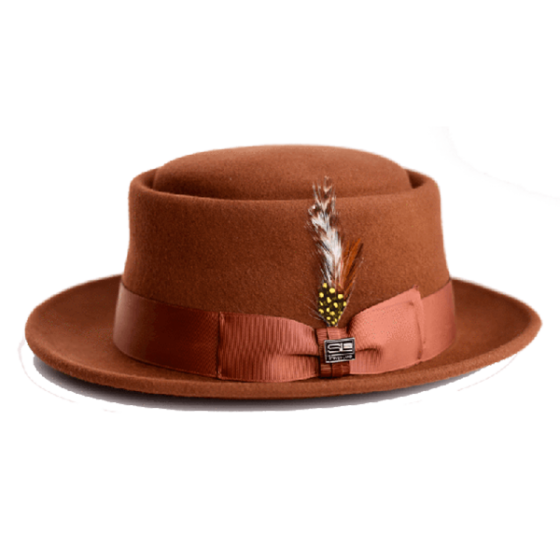 Steven Land Men's 100% Wool Pork Pie Hat - Tone on Tone
